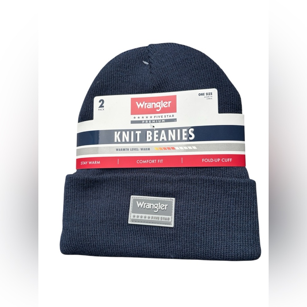 Wrangler Five Star 2 Pack Knit Beanie Navy Gray One Size